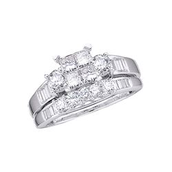 1 CTW Princess Diamond Bridal Engagement Ring 14KT White Gold - REF-76F4N