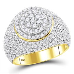 2.05 CTW Mens Diamond Flower Cluster Ring 10KT Yellow Gold - REF-165F2N