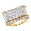 Image 1 : 0.50 CTW Mens Diamond Concave Rectangle Cluster Ring 10KT Yellow Gold - REF-71W9K