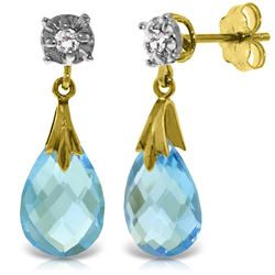 Genuine 6.06 ctw Blue Topaz & Diamond Earrings Jewelry 14KT Yellow Gold - REF-37H4X