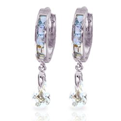 Genuine 2.95 ctw Aquamarine Earrings Jewelry 14KT White Gold - REF-56X9M