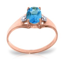 Genuine 0.76 ctw Blue Topaz & Diamond Ring Jewelry 14KT Rose Gold - REF-20F8Z