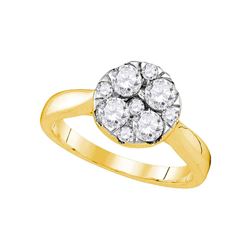 1.01 CTW Diamond Cluster Bridal Engagement Ring 14KT Yellow Gold - REF-134W9K