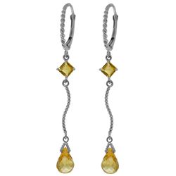 Genuine 3.5 ctw Citrine Earrings Jewelry 14KT White Gold - REF-33T8A