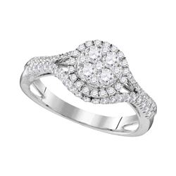 1.03 CTW Diamond Cluster Bridal Engagement Ring 10KT White Gold - REF-119F9N