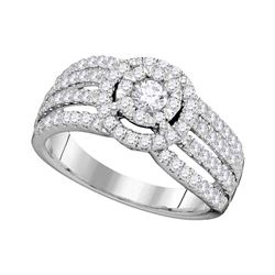 1.02 CTW Diamond Solitaire Halo Strand Bridal Engagement Ring 14KT White Gold - REF-127N4F