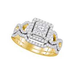 0.85 CTW Princess Diamond Woven Bridal Wedding Engagement Ring 14KT Yellow Gold - REF-104M9H