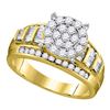 Image 1 : 2 CTW Diamond Cluster Bridal Engagement Ring 10KT Yellow Gold - REF-134N9F