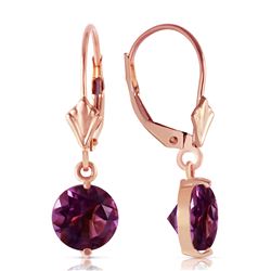 Genuine 3.1 ctw Amethyst Earrings Jewelry 14KT Rose Gold - REF-34M3T