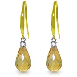 Genuine 4.6 ctw Citrine & Diamond Earrings Jewelry 14KT Yellow Gold - REF-28M8T