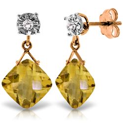 Genuine 17.56 ctw Citrine & Diamond Earrings Jewelry 14KT Rose Gold - REF-48V3W