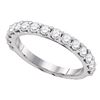 Image 1 : 1 CTW Pave-set Diamond Single Row Wedding Ring 14KT White Gold - REF-75Y2X