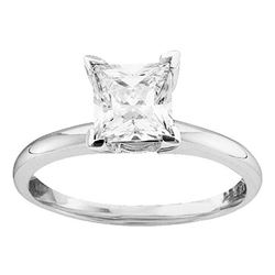 0.90 CTW Princess Diamond Solitaire Bridal Engagement Ring 14KT White Gold - REF-285H2M