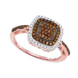 0.32 CTW Red Color Diamond Square Ring 10KT Rose Gold - REF-26W3K