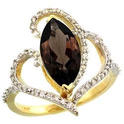 Natural 3.33 ctw Smoky-topaz & Diamond Engagement Ring 14K Yellow Gold - REF-77W5K