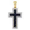 Image 1 : 0.25 CTW Black Color Diamond Cross Pendant 10KT Yellow Gold - REF-24M2H