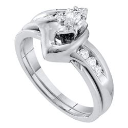 0.24 CTW Marquise Diamond Solitaire Classic Bridal Set 10KT White Gold - REF-34K4W