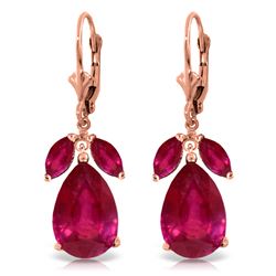 Genuine 11 ctw Ruby Earrings Jewelry 14KT Rose Gold - REF-97K2V