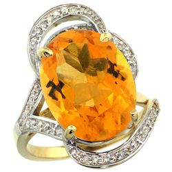 Natural 11.23 ctw citrine & Diamond Engagement Ring 14K Yellow Gold - REF-104N5G