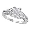 Image 1 : 0.25 CTW Diamond Double Heart Square Cluster Ring 10KT White Gold - REF-25N4F