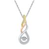 Image 1 : 0.12 CTW Diamond Cluster Teardrop Tri-tone Pendant 10KT White Gold - REF-18M2H