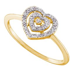 0.04 CTW Diamond Heart Cluster Ring 10KT Yellow Gold - REF-7X4Y