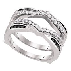 0.50 CTW Black Color Diamond Wrap Ring 10KT White Gold - REF-44K9W