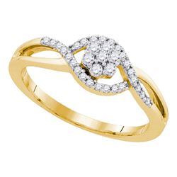 0.25 CTW Diamond Flower Swirl Ring 10KT Yellow Gold - REF-26X9Y