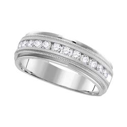 0.25 CTW Mens Diamond Comfort-fit Wedding Anniversary Ring 14k White Gold - REF-44H9M