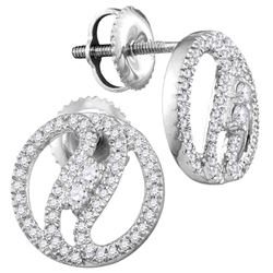 0.25 CTW Diamond 2-stone Circle Stud Earrings 10KT White Gold - REF-24H2M