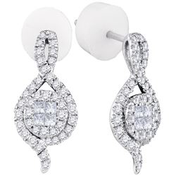 0.51 CTW Princess Diamond Soleil Spade Cluster Earrings 14KT White Gold - REF-57M2H