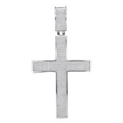 1.89 CTW Mens Diamond Roman Cross Charm Pendant 10KT White Gold - REF-194W9K