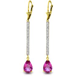 Genuine 3.6 ctw Pink Topaz & Diamond Earrings Jewelry 14KT White Gold - REF-61Y5F