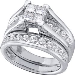 1.5 CTW Princess Diamond Bridal Engagement Ring 14KT White Gold - REF-149X9Y