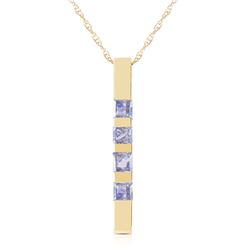 Genuine 0.35 ctw Tanzanite Necklace Jewelry 14KT Yellow Gold - REF-29N3R