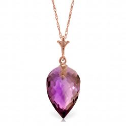 Genuine 9.5 ctw Amethyst Necklace Jewelry 14KT Rose Gold - REF-21M2T