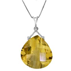 Genuine 8.5 ctw Citrine Necklace Jewelry 14KT White Gold - REF-26N9R