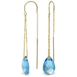 Genuine 6 ctw Blue Topaz Earrings Jewelry 14KT Yellow Gold - REF-21A9K