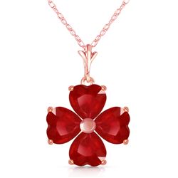 Genuine 3.6 ctw Ruby Necklace Jewelry 14KT Rose Gold - REF-52K2V