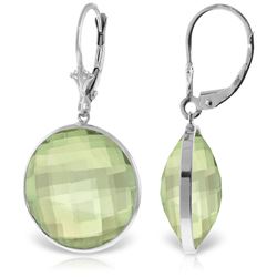 Genuine 36 ctw Green Amethyst Earrings Jewelry 14KT White Gold - REF-80V4W