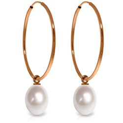 Genuine 8 ctw Pearl Earrings Jewelry 14KT Rose Gold - REF-23H2X