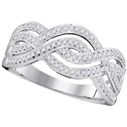 0.25 CTW Diamond Wave Crossover Ring 10KT White Gold - REF-26H9M