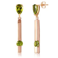 Genuine 4.25 ctw Peridot Earrings Jewelry 14KT Rose Gold - REF-54Z6N