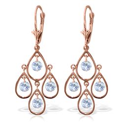 Genuine 2.4 ctw Aquamarine Earrings Jewelry 14KT Rose Gold - REF-61Z6N