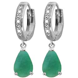 Genuine 2.03 ctw Emerald & Diamond Earrings Jewelry 14KT White Gold - REF-69V7W