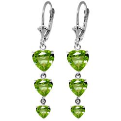 Genuine 6 ctw Peridot Earrings Jewelry 14KT White Gold - REF-66K9V