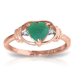 Genuine 1.01 ctw Emerald & Diamond Ring Jewelry 14KT Rose Gold - REF-49X2M