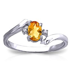 Genuine 0.46 ctw Citrine & Diamond Ring Jewelry 14KT White Gold - REF-28Y3F