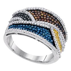 0.77 CTW Multicolor Diamond Fashion Ring 10KT White Gold - REF-75K2W