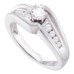 0.38 CTW Diamond Solitaire Bridal Engagement Ring 14KT White Gold - REF-75M2H